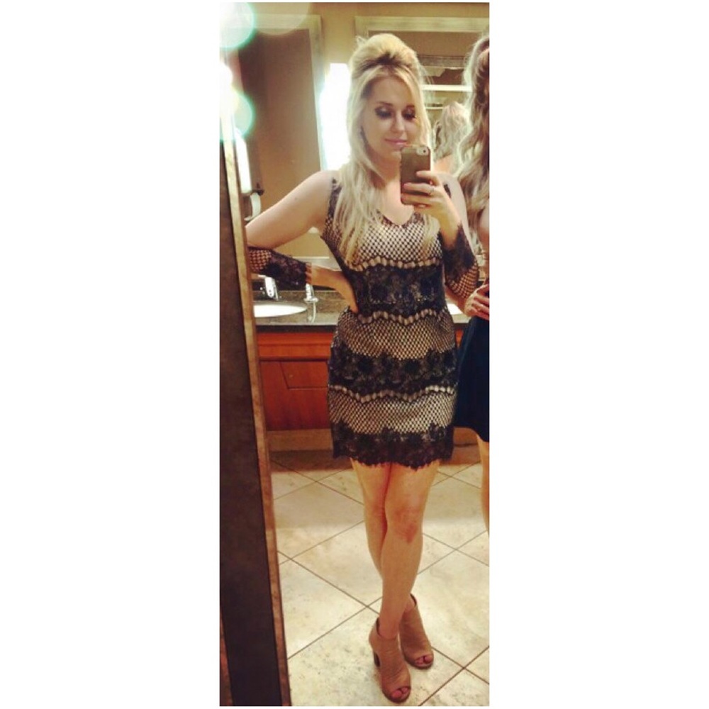 NWT Black Mesh Lace Mini Dress